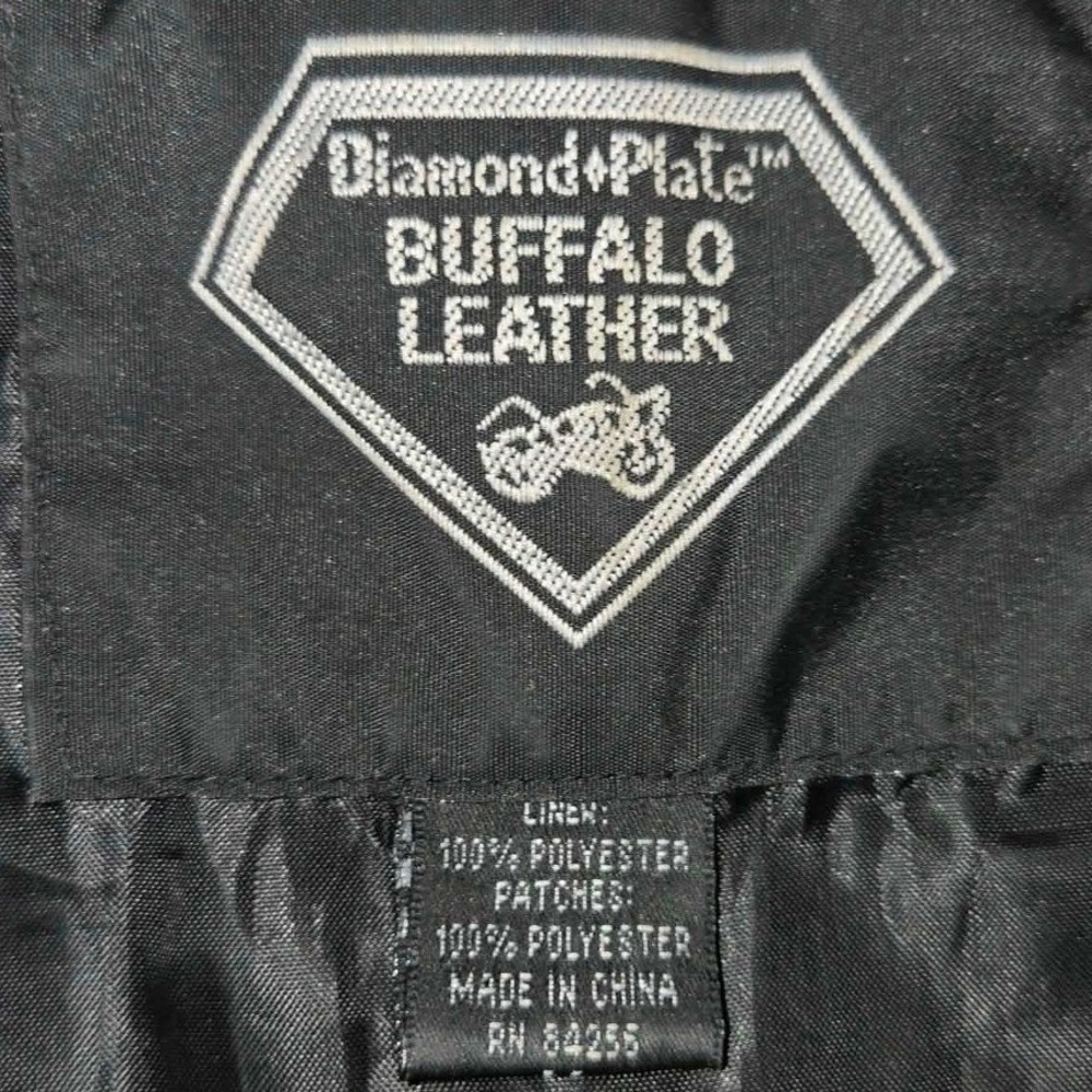 Diamond Plate Leather Vest Mens Medium Black Biker‎ Patchwork #Motorcycle - Picture 4 of 10